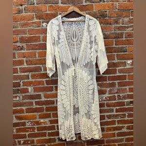 Cream Lace Kimono Cardigan